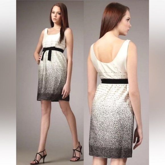 KATE SPADE Trish Be Dazzled Cream Black Dotted Ombre Midi Dress Women's Size 4 - Picture 2 of 14